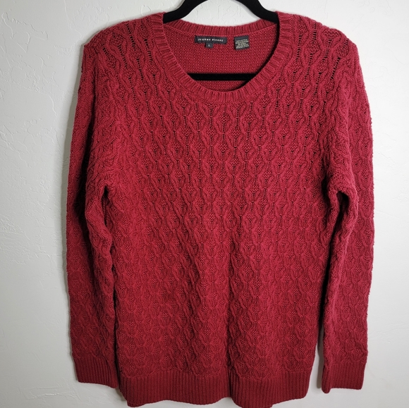 JEANNE PIERRE Sweaters - Jeanne Pierre Dark Red Cable Knit Sweater